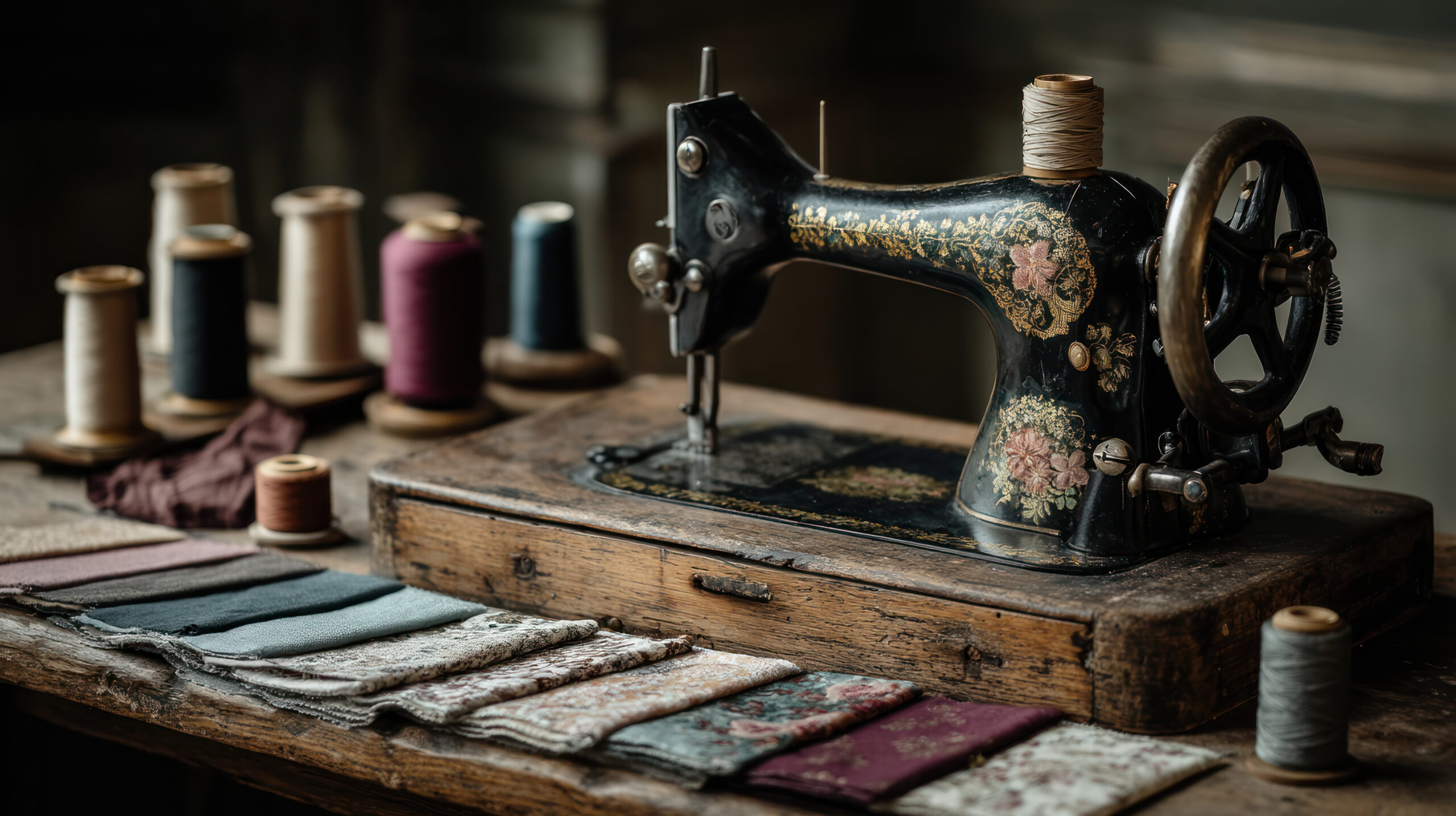 Sewing machine repair bench at Tandem Sewing Company in Portland, Oregon